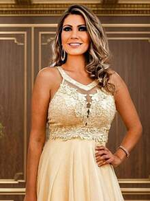 Grife Velasco Wedding Party Dress Bridesmaid Debutante Tulle Shiny Round Skirt Embroidered Neckline Graduation - 查看 5