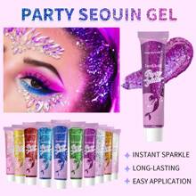 MISS FACTORX 10 Colors Glitter Sequins, Self-Adhesive Face Jewels, Suitable For Body, Face & Hair, Fit For Festival, Party, Cosplay - Face Safe, Easy To Apply And Remove