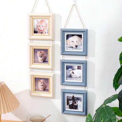 2-In-1 And 3-In-1 4-Inch Vintage Green Creative Hanging Wall Decor Plastic Photo Frames, Suitable For Living Room, Bedroom, Holiday Gifts Birthday Graduation