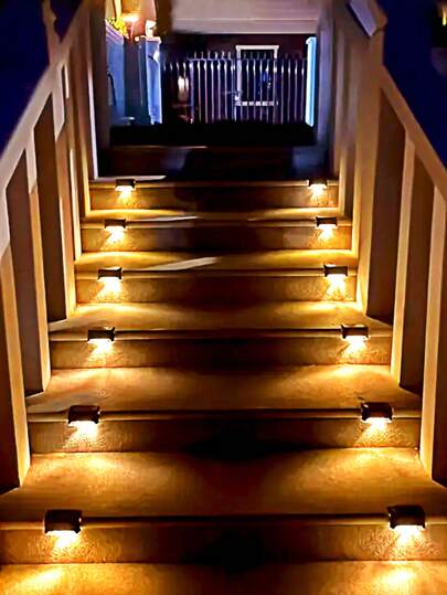 1/4/8/12/16/24 szt. Solarne oświetlenie zewnętrzne na taras, zewnętrzne oświetlenie dekoracyjne zasilane energią słoneczną, zewnętrzne wodoodporne oświetlenie solarne, solarne oświetlenie LED, dekoracyjne oświetlenie dziedzińca, dekoracyjne oświetlenie ogrodu, oświetlenie schodów LED, oświetlenie tarasu, odpowiednie do balustrad schodów na balkonie, werandzie, wystrój zimowy, wystrój domu, krajobrazowe oświetlenie schodów na patio, prezent na Halloween, Boże Narodzenie, Święto Dziękczynienia (ciepła jasnobrązowa skorupa), odpowiednie na patio, zewnętrzne oświetlenie schodów do ogrodów, patio i ścieżek