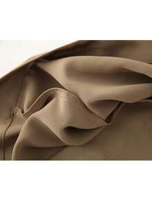 بنطلونات ساقين واسعة للنساء طراز بسيط جديد، بنطلونات فضفاضة مع حزام للنساء، بنطلونات كاجوال شبابية - كاكي - مشاهدة 3