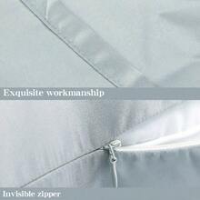 4 Pcs Zippered Satin Pillow Cases For Hair And Skin, Luxury Hidden Zipper Pillowcases - 銀灰 - 查看 3