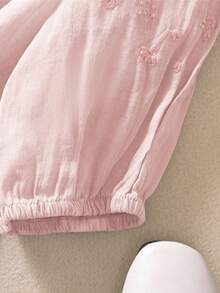 Áo cánh tay giữa bằng vải viscose thêu họa tiết cổ điển, dáng rộng, thoải mái, phong cách đồng quê, mùa hè - Màu Hồng baby - Xem 7