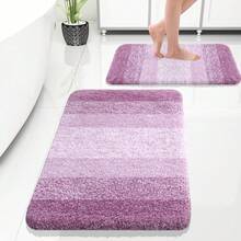 New OLANLY Bathroom Rug Set 2 Piece, Soft Absorbent Microfiber Bath Rug Set, Non-Slip, Machine Wash Dry, Plush Shaggy Bath Mats For Bathroom (30"X20"+24"X16", Pinkish-Purple) - Pinkish-purple 30" x 20" + 24" x 16" - View 1
