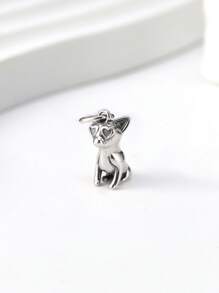 1pc Simple Unique 925 Sterling Silver Little Chihuahua Charm DIY Women Fine Jewelry Gift