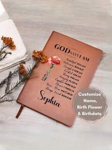 Personalized Prayer Journal Christian Gift For Women God Says I Am Positive Affirmations Leather Notebook Graduation Christmas Birthday Gift,School Supplies,Back To School,Christmas Gift Supplies - Multicolor - View 9