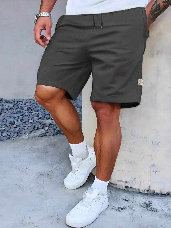 Men's Summer Lightweight Quick-Dry Shorts, Solid Color Zipper Pockets Casual Sports Beach Pants, Skin-Friendly & Comfortable
