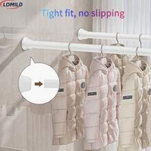 1 件装黑色不锈钢免打孔拼接浴帘杆，拼接伸缩杆，自由拼接多尺寸晾衣杆，窗帘杆，衣柜挂杆，阳台窗帘杆，卧室窗帘杆，浴室伸缩毛巾挂杆；浴室配件 - 純白色 - 查看 5