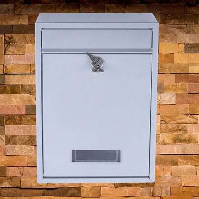 Stainless Steel Mail Letter Post Box Outdoor Wall Mounted Lockable Mailbox+2Keys