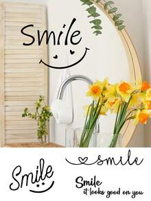 Smile Waterproof Stickers Bathroom Mirror Make-Up Mirror Door Window Stickers - Multicolor - View 1