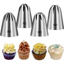 Ensemble de 4 pièces de grandes douilles à motifs pour la décoration de gâteaux. Outils de pâtisserie pour décoration de gâteaux et de cupcakes. Outils de gâteau à motifs, ustensiles de cuisine pour crème et biscuits