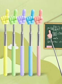 Bâton d'enseignement télescopique en acier inoxydable de couleur aléatoire, portable et pratique
