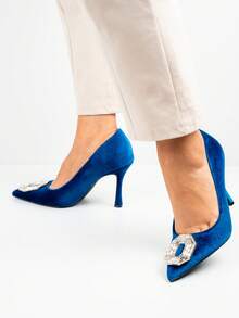 Heeled Pumps with Embellished Detail - 藍色 - 查看 1