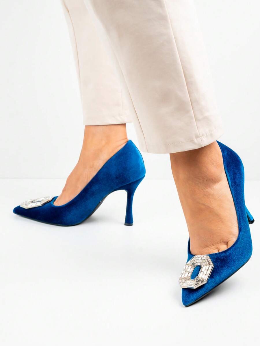 Heeled Pumps with Embellished Detail - 藍色 - 查看 1