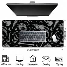 1pc Cool Skeleton Pattern Mouse Pad Abstract Art Desian Black Desk Mat Office Desk Large Gaming Mouse Pad - Extended, Thick, Non-Slip Rubber Desk Mat With Precision Stitched Edges - Washable & Durable