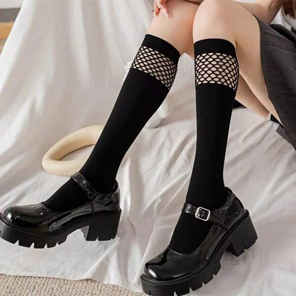 Sexy Lingerie, A Pair Of Black Mid-Calf JK Uniform Socks, Japanese Style, Cute, Velvet Socks.