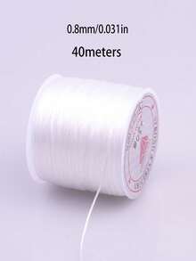 40m 0.8mm Elastic Cord For DIY Beading, Stretchy String For Bracelets, Crystal Threads - White - View 4