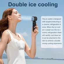 1pc Outdoor Portable High-Speed Handheld Fan With 3600mAh Battery, 100-Speed Adjustable, USB Rechargeable, Quiet And Fast Cooling, With Lanyard For Summer Travel/Camping