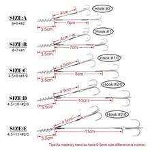 螺旋形毒刺钓组鱼钩双尖三叉鲈鱼鱼钩高碳钢软饵钓鱼装备 - 銀色 - 查看 5