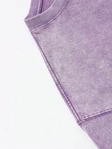 "Faith Over Fear" Graphic Hip-Hop Tee 100% Pure Cotton Double-Sided Printed T-Shirt, Suitable For Men And Women, The Best Gift For Summer Casual Short Sleeved T-Shirt - 紫羅蘭色 - 查看 5