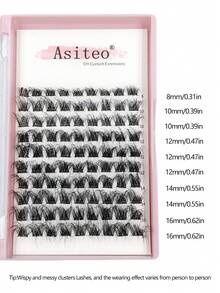 Asiteo 90 片 D 卷单根睫毛，自然蓬松浓密分段睫毛 DIY 假睫毛 适用于日常化妆延长睫毛簇、睫毛簇、单根睫毛、睫毛、假睫毛 - 黑色 - 查看 4