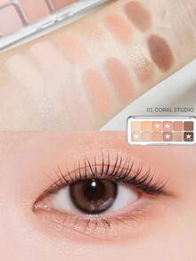 Clio Professional Eyeshadow Palette Air 01 Coral Studio, Air-Whipped Cream Texture, Iridescent Gradient Technology, Second Skin  Particles, Cool Gray Rose Diamond, Warm Amber Frosting, Caramel Chestnut Nebula, Portable Party Essential, Korean Makeup, 7.2g/0.25oz - 01 Coral Studio - 查看 4