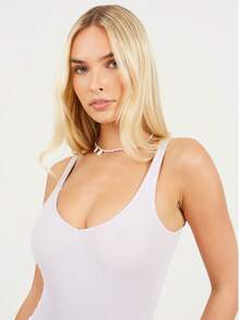 brave soul V-Neck Vest Bodysuit - Lilac - View 3