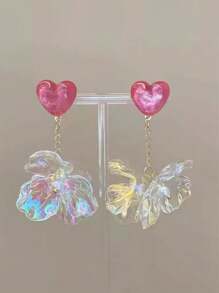 1 par de aretes de bola de flor de cristal acrílico de colores exagerados, de gran tamaño, regalo para mujer, estilo de joyería de resort de playa de verano
