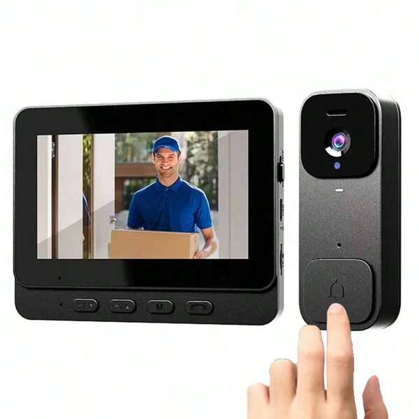 X7 Wireless Video Doorbell Camera, 4.3" IPS Screen Wireless Video Doorbell With Night Vision, Two-Way Audio, Long Battery Life, SD Card Storage, For Home Office And Shop Security - No Subscription, No APP, No WiFi Required