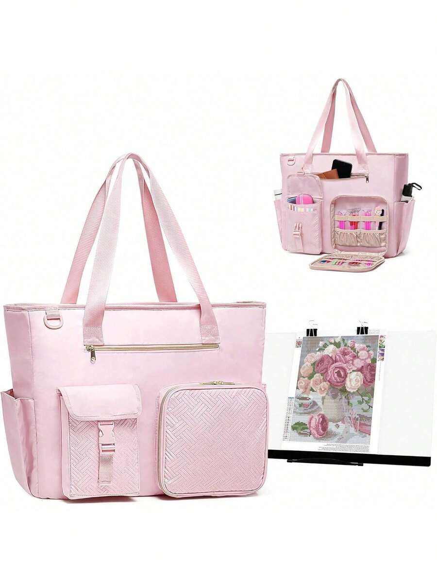 Diamond Painting Carrying Case For A3 Light Pad, Diamond Painting Storage Bag With Padded Sleeve To Hold A3 LED Light Box And Diamond Art Supplies, Pink (Empty Bag Only) - Pink - View 1