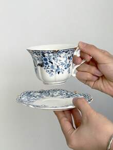 European Style Cup And Saucer Set With Vintage Golden Design, Luxury English Tea Cup & Saucer Sets For Afternoon Tea, Ceramic Tea Set For Palace, Housewarming, Gift, Party - Multicolor - View 10
