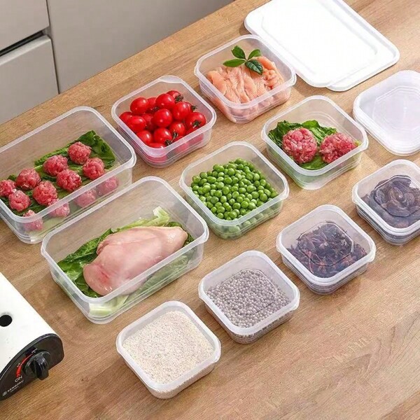 Rectangular Transparent Food Storage Container With Lid, For Kitchen And Refrigerator