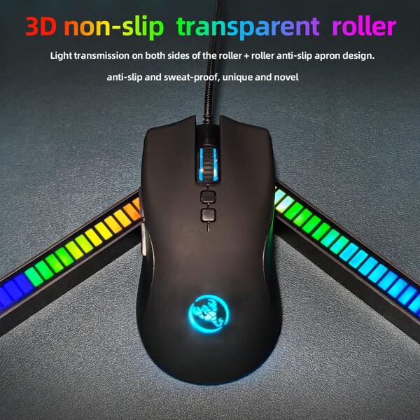 Premium Gaming Mouse With Vivid LED Lighting, Braided Cable, And Cool Breathing Light Effects, Providing An Immersive Gaming Experience. USB Powered, Right-Handed Design, Fashionable Gear For Gamers, Sturdy Plastic Shell