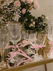 Set de 10 piezas/20 piezas Cintas decorativas de poliéster para tazas, cintas decorativas para tazas de color rosa, adecuadas para pasteles, decoración de vacaciones, casa de vacaciones y decoración de bodas, decoración del Día de San Valentín, decoración del Día de la Madre, decoración de graduación, envoltura de regalos, decoración de envasado de caramelos, decoración rosa