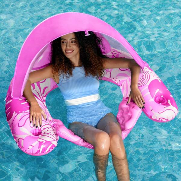 1 pieza Silla de piscina inflable con dosel, balsa flotante inflable, sofá acuático, apto para actividades acuáticas de adultos, fiesta, accesorios de playa