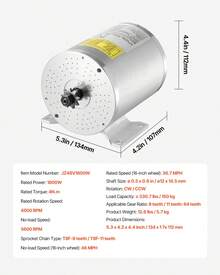 1800W Electric Brushless DC Motor Kit - 48V 4500rpm Motor With Upgraded Speed Controller And Foot Pedal Throttle Kit For Go Karts E-Bike Motorcycle Scooter DIY - 1800W 48V 4500rpm with handle - 查看 7