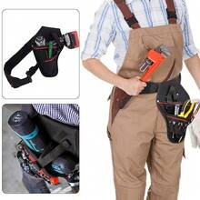 2 件重型钻头皮套套装，带电工钻机腰带袋的工具架，腰部多口袋整理袋，带可调节腰带，适用于扳手、锤子、螺丝刀、T 型手柄、电钻头