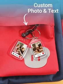 Customized Photo & Text Acrylic Keychain, Personalized Couples Keychain, Photo Keyring, Gift For Valentine's Day, Birthday, Anniversary, Couples, Home Decor, Collectible, Reusable, Cute, High Quality - Multicolor - View 7