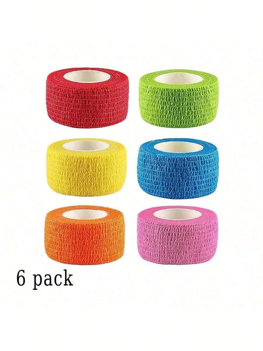 Paquete de 6 vendas elásticas autoadhesivas multicolor: vendaje deportivo y de uso múltiple, resistente y elástico para muñeca y tobillo (4,5 cm de largo x 5 cm de ancho, colores aleatorios) - Multicolor - Ver 1