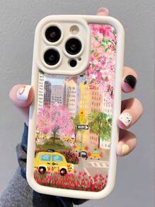 1 Stück modische personalisierte Ditsy Blumen, Architektur und Mosaik Muster weißes dickes kratzsicheres und fingerabdruckfestes weiches Handyhülle kompatibel mit iPhone 16/16Pro/16Plus/15/15ProMax/15Pro/11/12/13/14ProMax/11Pro/11ProMax/12Pro/12ProMax/13Pro/13ProMax/14Pro/14ProMax/16ProMax/16/16Pro/16Plus, minimalistisches und kreatives Design