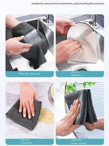 10pcs/3pcs/1pc Kitchen-Specific Rags, Household Non-Stick Oil-Absorbing Towels, Non-Shedding Tablecloths, Household Items, Cleaning And Dishwashing Cloths, Safe And , Fine Fibers, Non-Shedding Lint, Antibacterial Rags, Non-Stick Oil, No Marks, Dirt-Resistant, Double-Sided Household Table Eraser - Multicolor - View 5