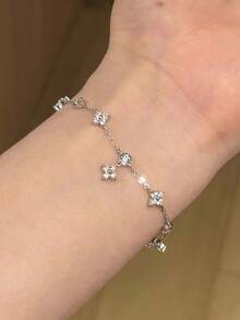 1 chiếc Vòng tay thép không gỉ đính đá Zirconia hình cỏ bốn lá thời trang mùa hè thanh lịch dành cho nữ, thích hợp để đeo hàng ngày, dự tiệc, làm quà tặng Ngày của Mẹ - Phong cách 2 - Xem 8