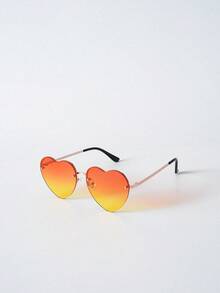 Tropiscape 1副时尚女士心形金属框渐变彩色眼镜，适合派对、假日、音乐节、旅游、Y2K风格海滩秋季圣诞节冬季圣诞礼物 - 金色 - 查看 6