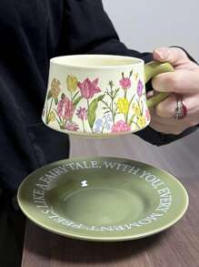 Set di tazze da caffè e piattini in ceramica con motivo floreale elegante, regalo unico per la fidanzata, regalo di coppia per San Valentino