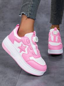 Scarpe da pattinaggio 2-in-1 rimovibili per bambini, sneaker da moda unisex basse con rotelle, durevoli e antiscivolo, adatte per attività all'aperto