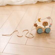 Baby Holz Zieh Perlen Löwe Spielzeug, frühkindliche Lernentwicklung, trainiert die Koordination zwischen Händen und Gehirn