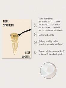 1pc "More Spaghetti, Less Upsetti" Canvas Poster - Artistic Illustration For Home Decor, Unframed - Multicolor - View 6