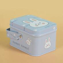 1 Pc Cute Rabbit Pattern Metal Gift Box Delicate Rabbit Design With Colorful Flowers And Balloons Printed With Have A Nice Day To Convey Best Wishes Suitable For Storage And Gift Packaging, Compact Jewelry Box And Keepsake Container, Metal Construction, Charming Home Decor Accessory For Dresser Or Desk, Fun Playful Gift To Brighten Occasions, Ideal For Organizing Small Treasures, Cards, Trinkets And Stationery In A Stylish Colorful Theme - Multicolor - View 5