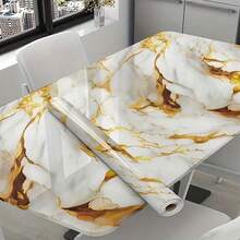 1 Roll Marble Pattern Self-Adhesive Wallpaper - Luxury Gold Foil Wallpaper, Waterproof, Oil-Resistant, Heat-Resistant, Easy To Apply And Remove, Suitable For Kitchen Cabinets, Countertops, Bathroom Vanity Renovations And Decoration - Multicolor - View 1