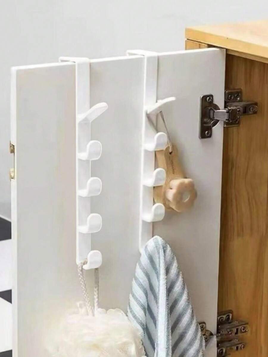 1pc Bedroom Door Hanger, Clothes Hanging Rack, Over The DoorPlastic Home Storage, Organization Hooks, Purse Holder For Bags Rails